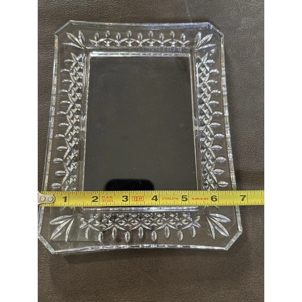 Waterford Lismore Picture Frame Clear Crystal Fits 4x6 Photo Black Velvety Back